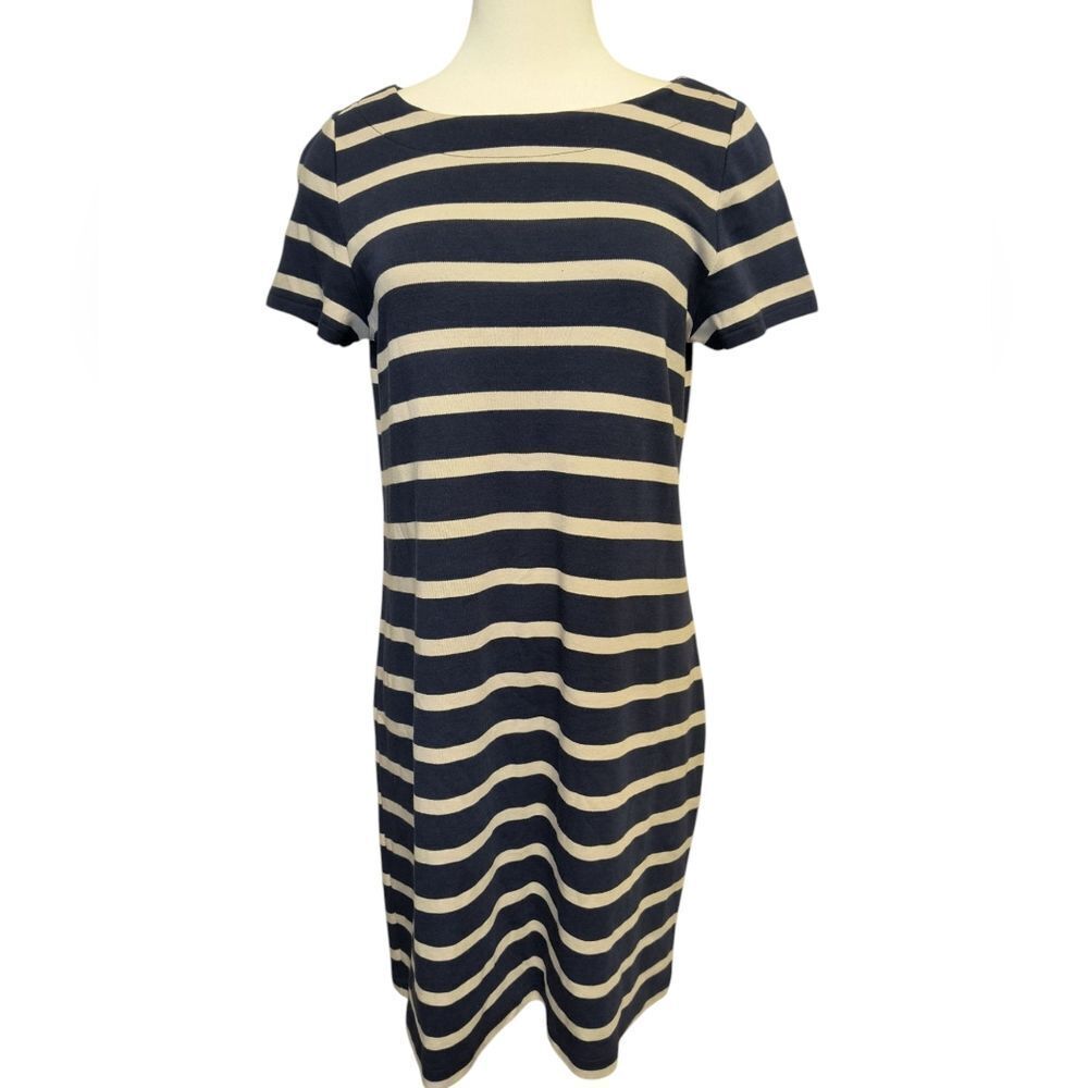 Talbots Navy Blue and Cream  Dress Casual Crew Neck